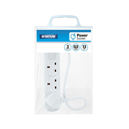 Status 3 Gang Socket Extension Lead - 0.5m