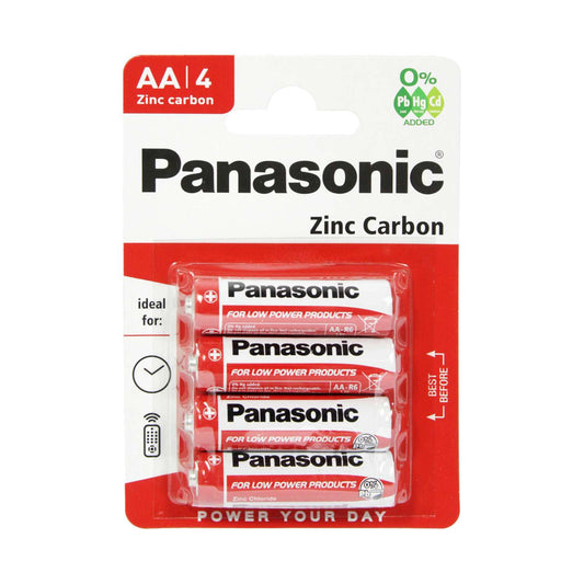 Panasonic AA LR6 Zinc Carbon Batteries - 4 Pack