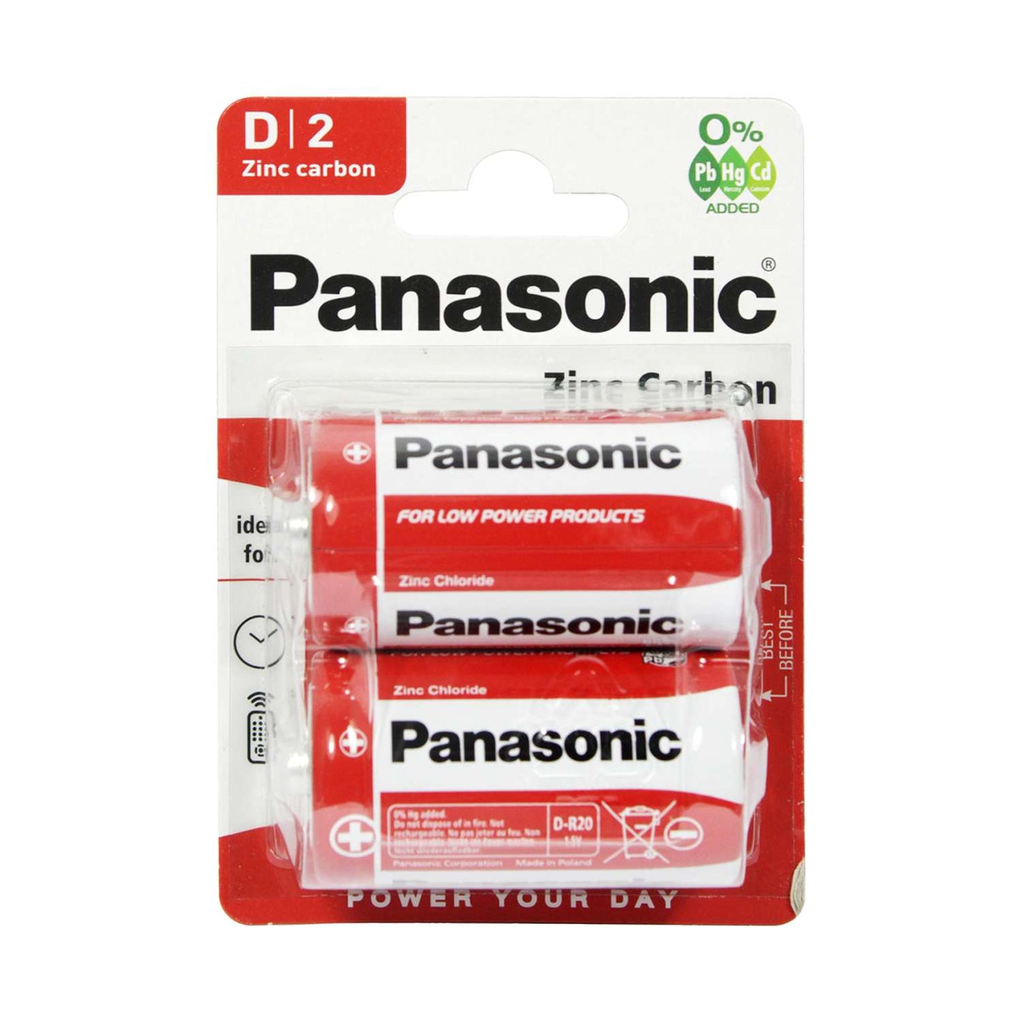 Panasonic D LR20 Zinc Carbon Batteries - 2 Pack