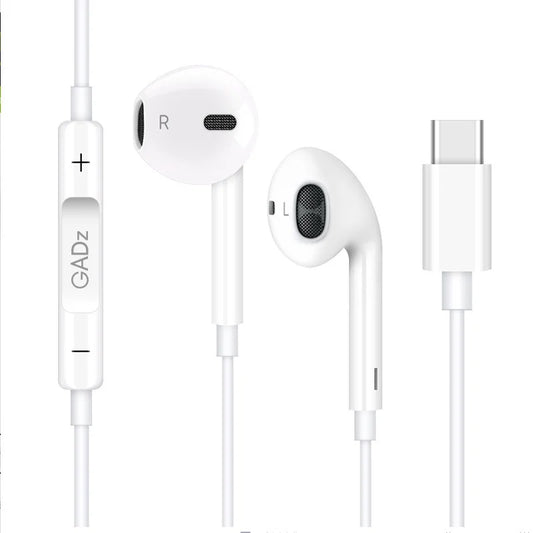 GADz USB-C Earphones with Mic for iPhone & Android Devices - 1.2m
