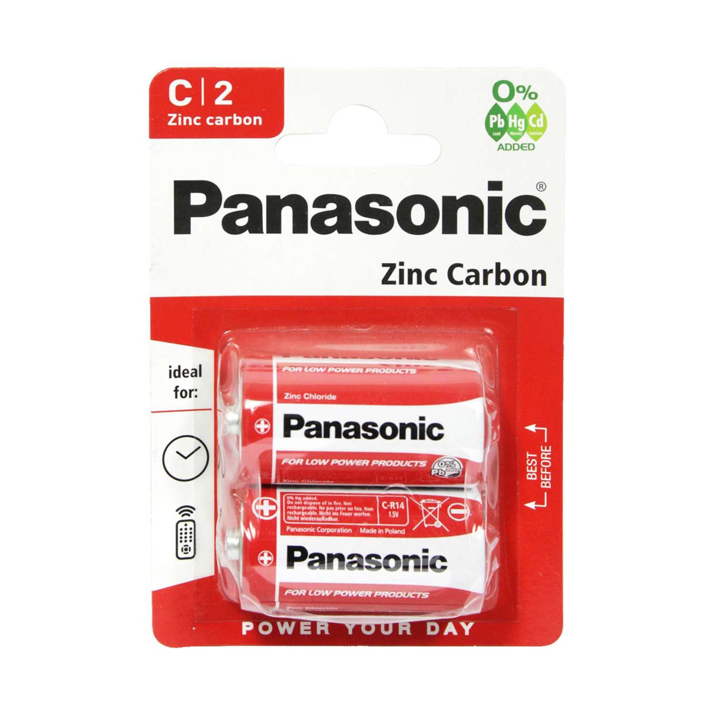 Panasonic C LR14 Zinc Carbon Batteries - 2 Pack