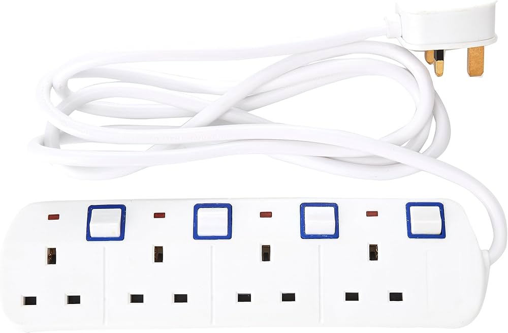 Elpine 4 Socket Extension Lead with Individual Switches - 2m, 5m