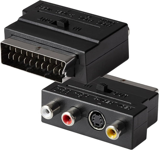 DENCON Scart to 3 RCA Phono Socket Adaptor with SVHS