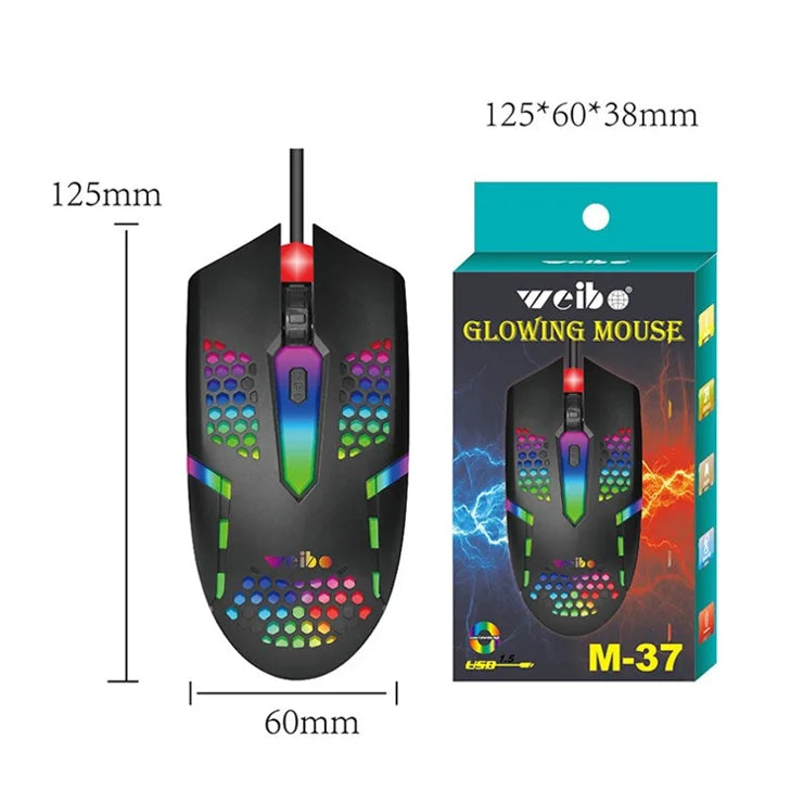 Weibo RGB Optical Glowing Gaming Mouse - USB Wired