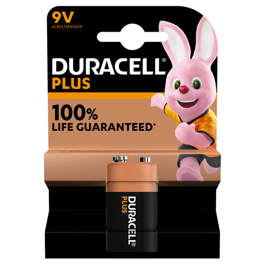 Duracell Plus 9V PP3 6LR61 Battery - 1 Pack