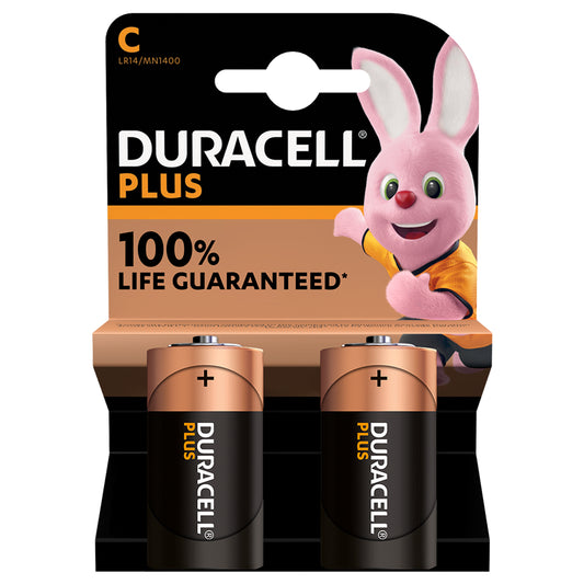 Duracell Plus C LR14 Batteries - 2 Pack