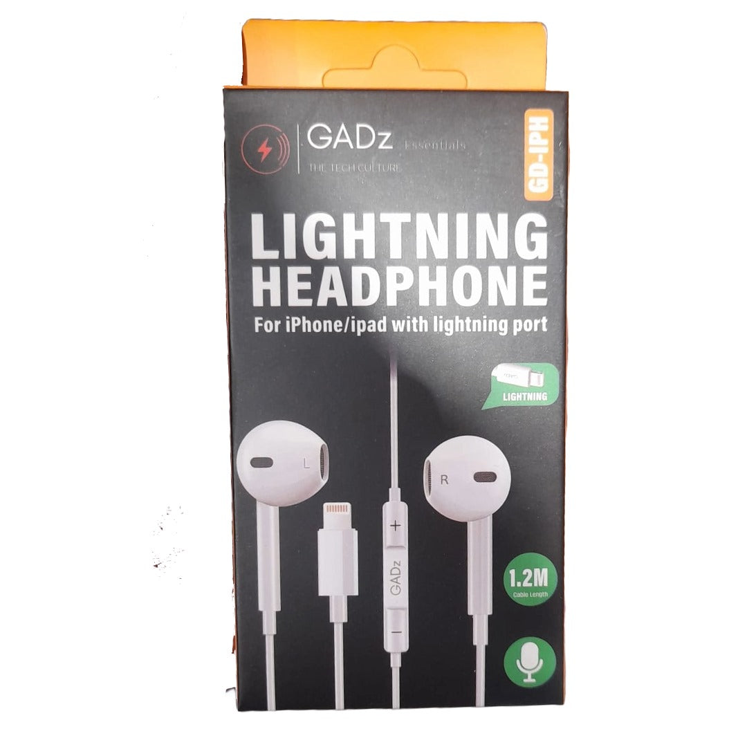GADz Lightning Earphones with Mic for Apple Devices - 1.2m