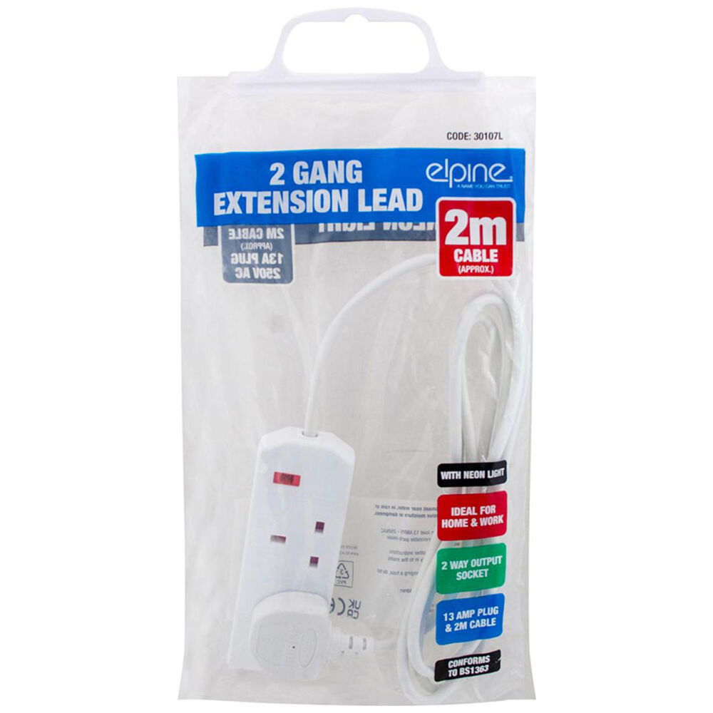 Elpine 2 Socket Extension Lead - 2m, 5m