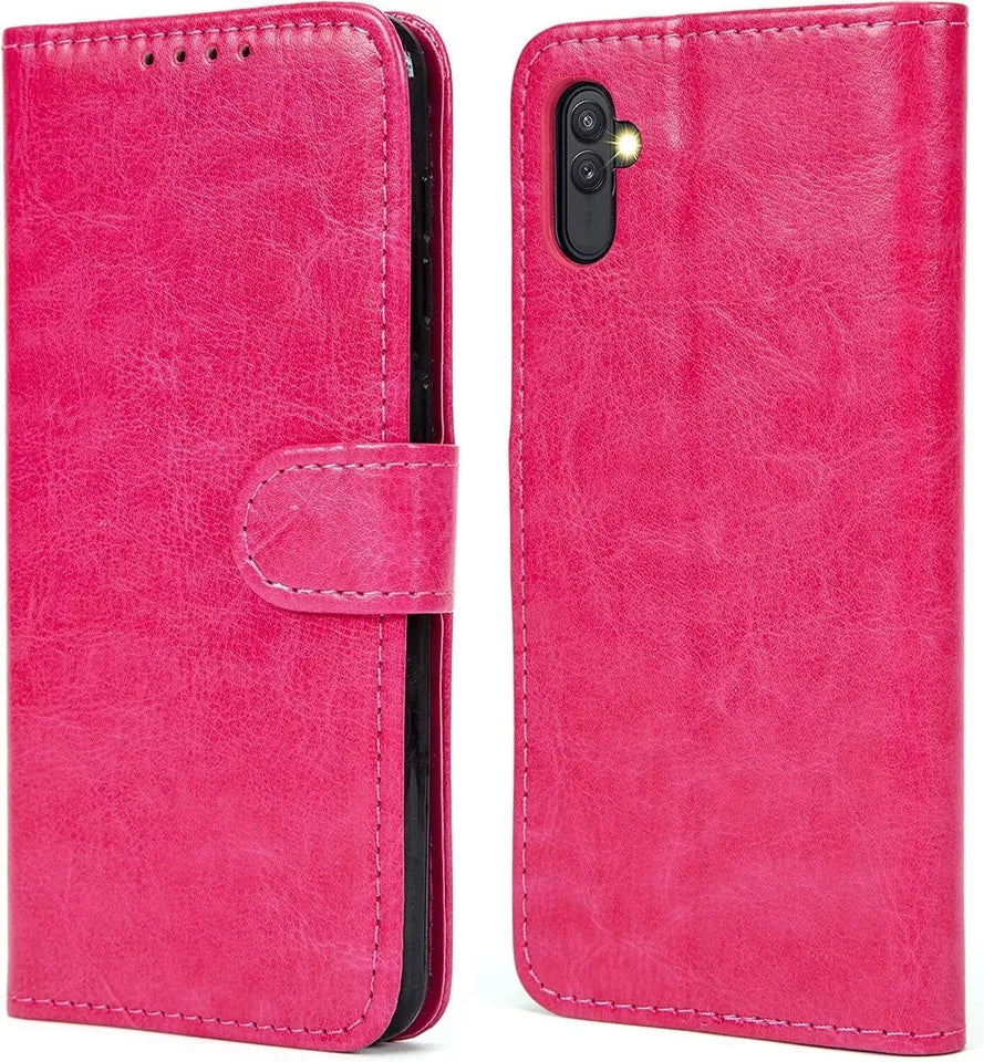 PINK Flip Book Case with Card Slots for Samsung Galaxy - A Series