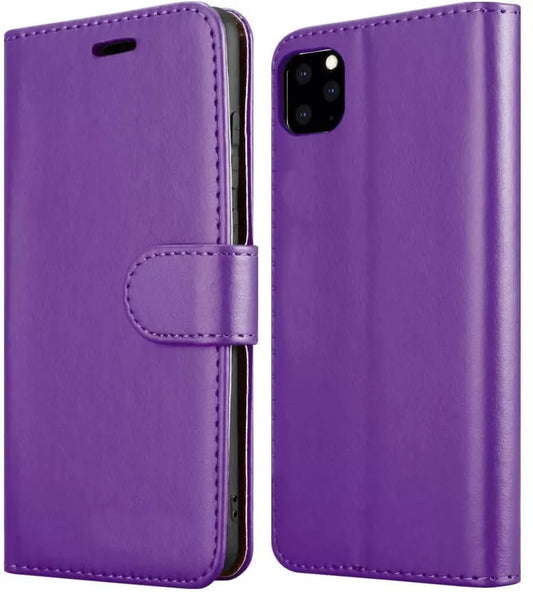 PURPLE Flip Book Case with Card Slots for Apple iPhone - All Models