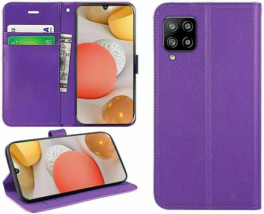 PURPLE Flip Book Case with Card Slots for Samsung Galaxy - A Series