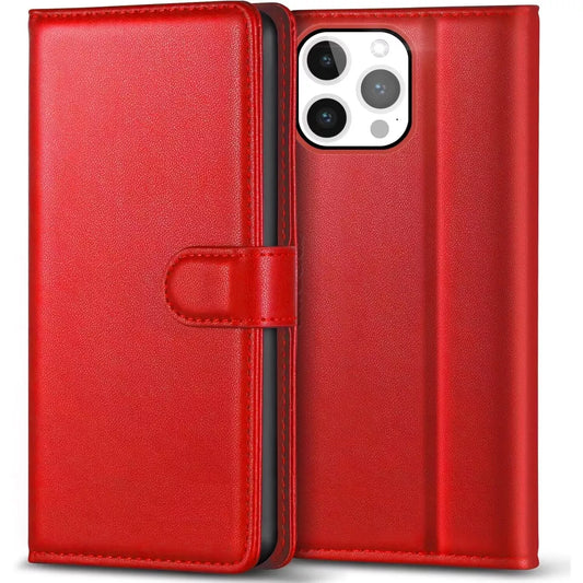 RED Flip Book Case with Card Slots for Apple iPhone - All Models