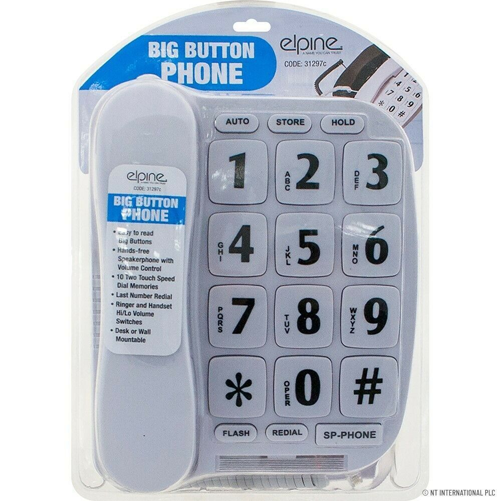 Elpine Jumbo Big Button Home Telephone - White