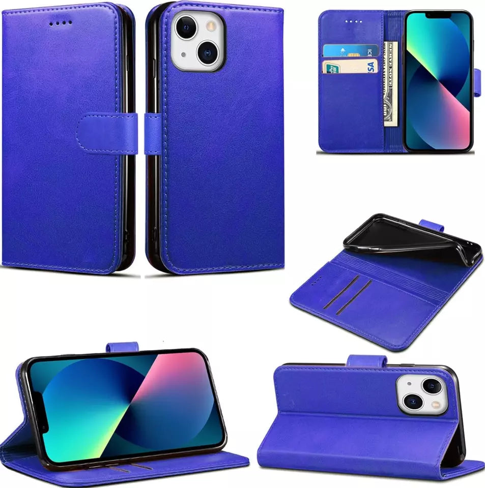 BLUE Flip Book Case with Card Slots for Apple iPhone - All Models