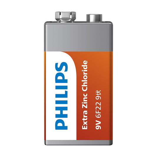Philips 9V PP3 6LR61 Extra Zinc Chloride Battery - 1 Pack