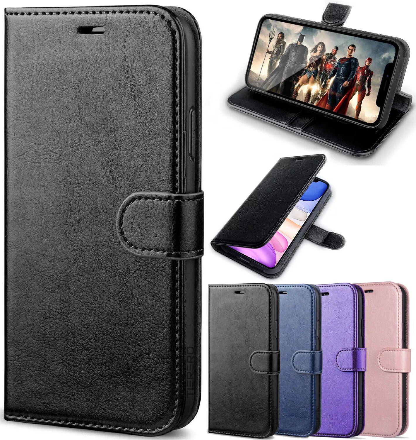 PINK Flip Book Case with Card Slots for Apple iPhone - All Models